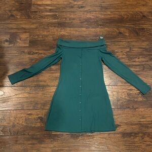Wild Fable Ribbed Emerald Long Sleeve Dress